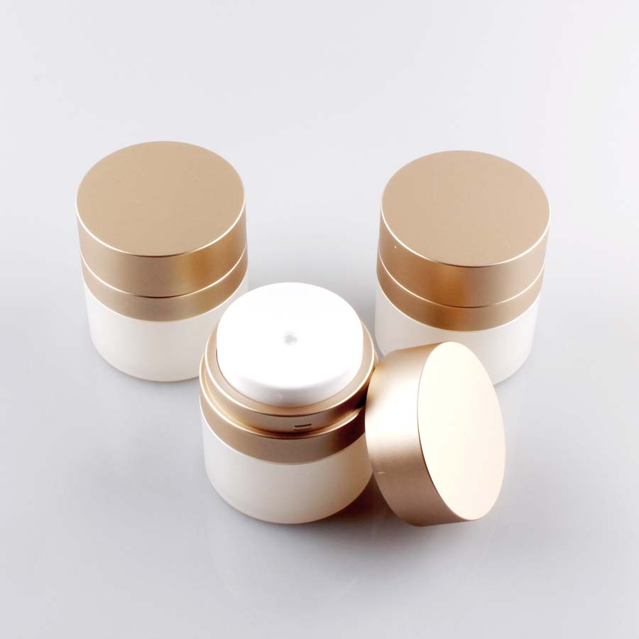 cosmetic packaging 15ml airless jar 30ml 50ml silver airless cosmetic jars pearl white airless pump cream jar lotion containers