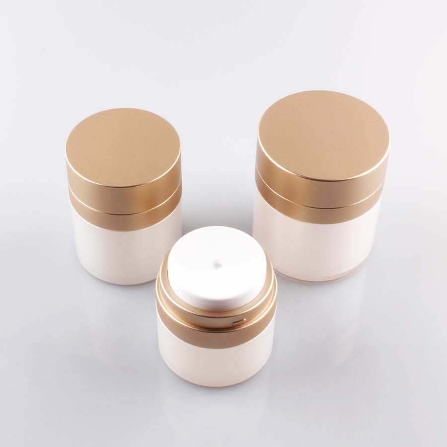 cosmetic packaging 15ml airless jar 30ml 50ml silver airless cosmetic jars pearl white airless pump cream jar lotion containers