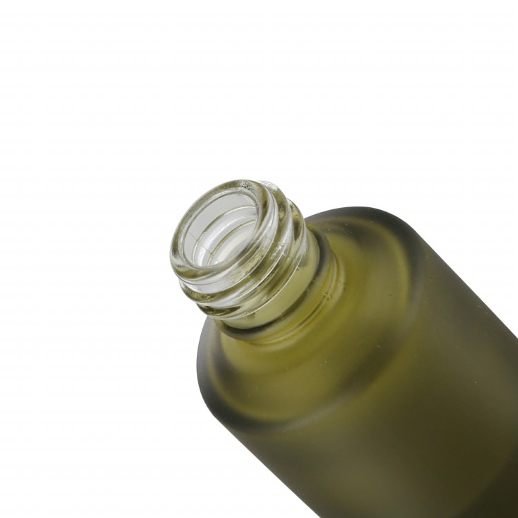 cosmetic packaging 15ml slant shoulder frosted green glass dropper bottle serum bottle