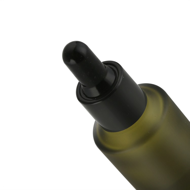 cosmetic packaging 15ml slant shoulder frosted green glass dropper bottle serum bottle