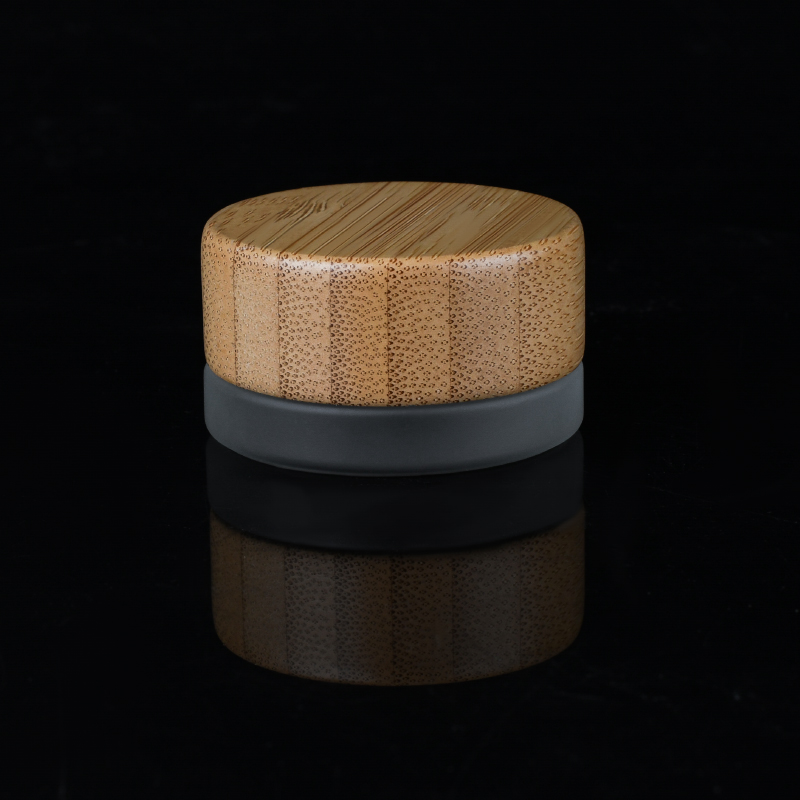 cosmetic packaging 1oz 2oz 3oz 5g 15g 30g 50g 100g frosted clear glass jar with bamboos screw lid