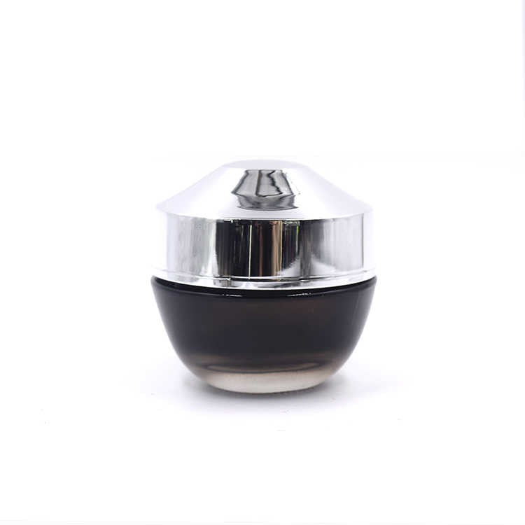 cosmetic packaging 20g 30g 50g 2oz empty black glass jar luxury glass cosmetic jar with silver cap