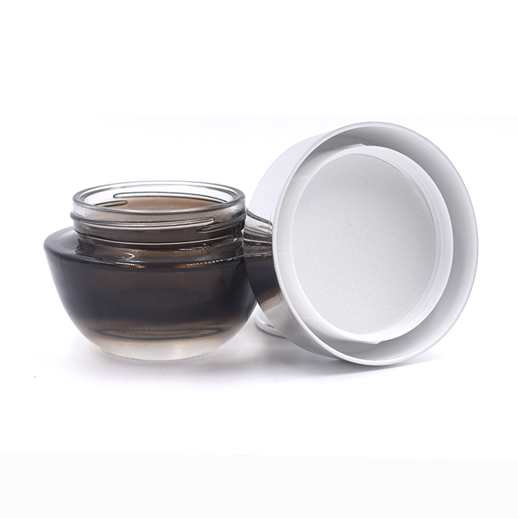 cosmetic packaging 20g 30g 50g 2oz empty black glass jar luxury glass cosmetic jar with silver cap