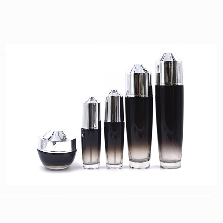 cosmetic packaging 20g 30g 50g 2oz empty black glass jar luxury glass cosmetic jar with silver cap