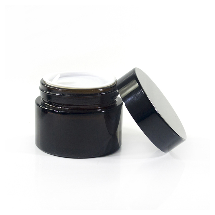 cosmetic packaging 20g 30g 50g amber glass cream jar with aluminum screw cap