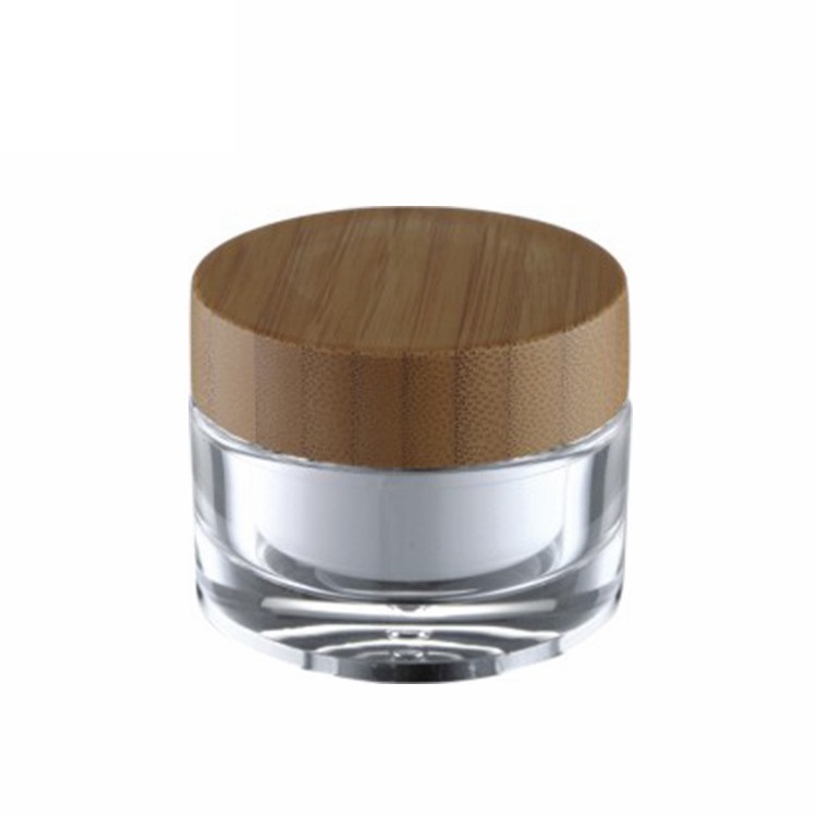 cosmetic packaging 20g 30g 50g clear acrylic cosmetic jar with bamboo lid