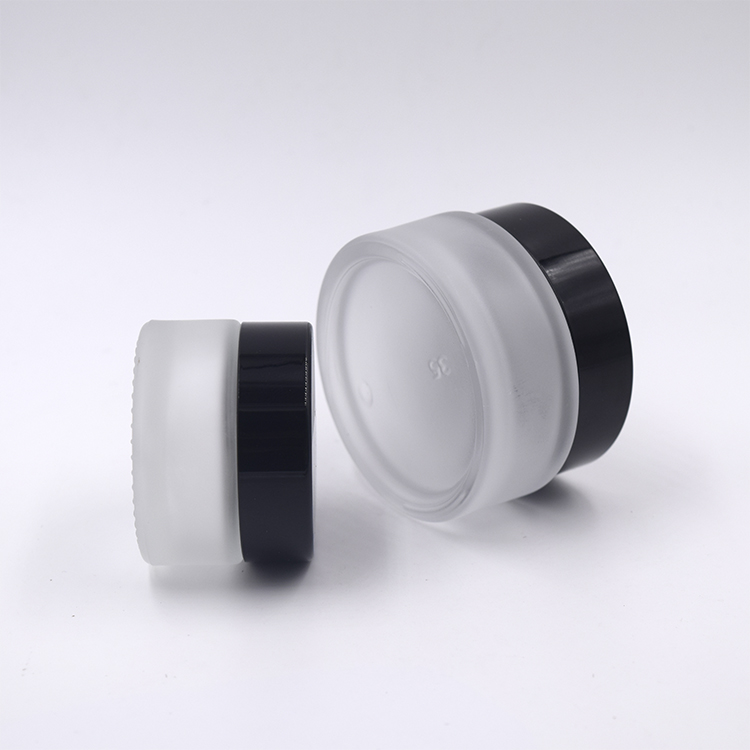 cosmetic packaging 20g 30g 50g jar cream frosted glass jars round cosmetic jar with black lid