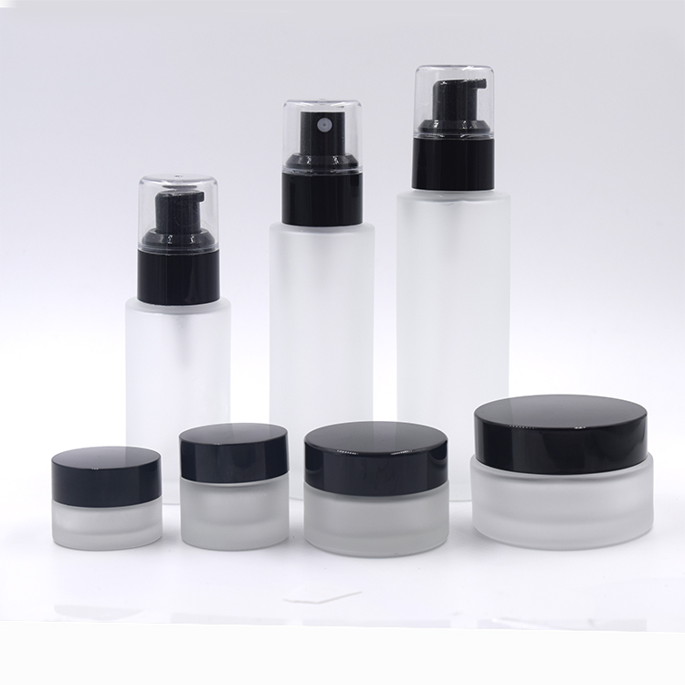cosmetic packaging 20g 30g 50g jar cream frosted glass jars round cosmetic jar with black lid