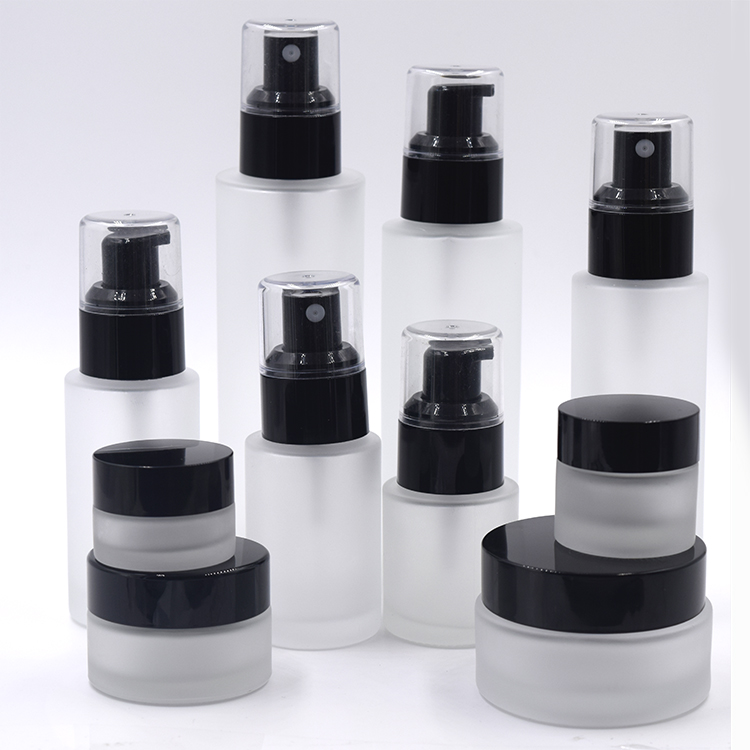 cosmetic packaging 20g 30g 50g jar cream frosted glass jars round cosmetic jar with black lid
