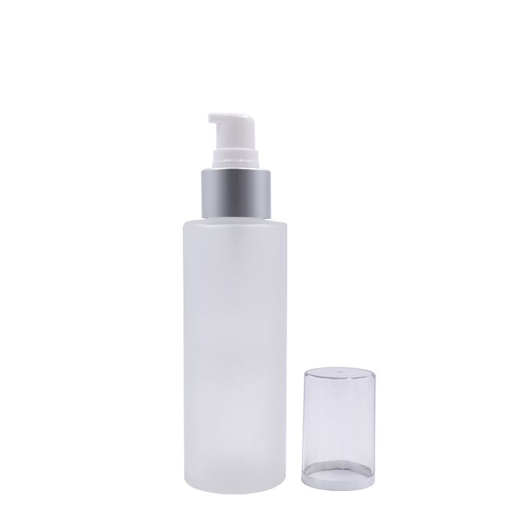 cosmetic packaging 20ml 25ml 30ml 50ml frosted glass bottle silver pump 120 ml 100 ml glass bottle