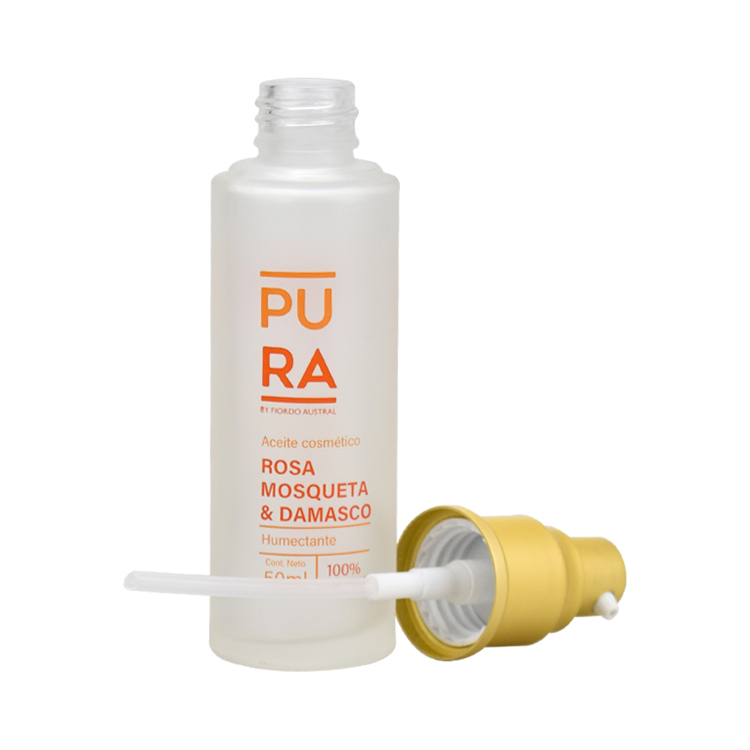 cosmetic packaging 20ml 30ml 50ml empty clear frosted lotion foundation bottle with gold aluminum pump