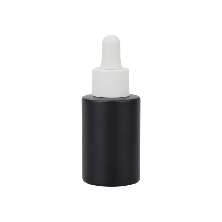 cosmetic packaging 20ml 30ml 50ml flat shoulder matte glass bottle with white dropper