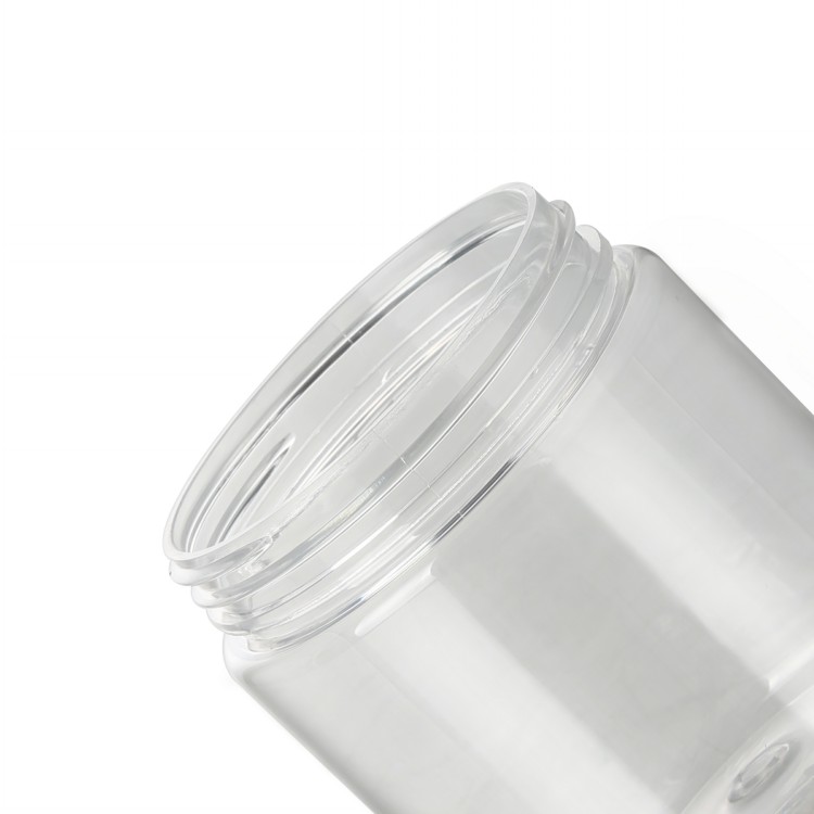 cosmetic packaging 250g transparent round pet plastic jar bamboo lid for balm salve cream