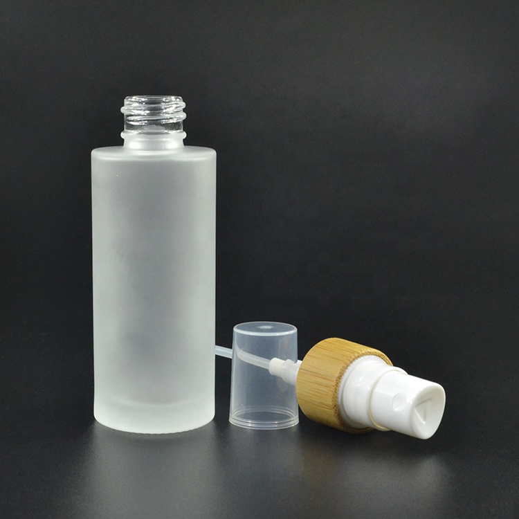 cosmetic packaging 30ml 50ml 100ml 120ml 150ml frosted glass bamboo lotion bottle for serum emulsion