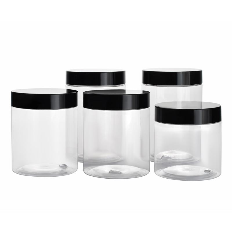 cosmetic packaging 30ml 50ml 100ml 120ml 200ml 250ml 500ml clear amber black pet plastic cream jar with plastic lid