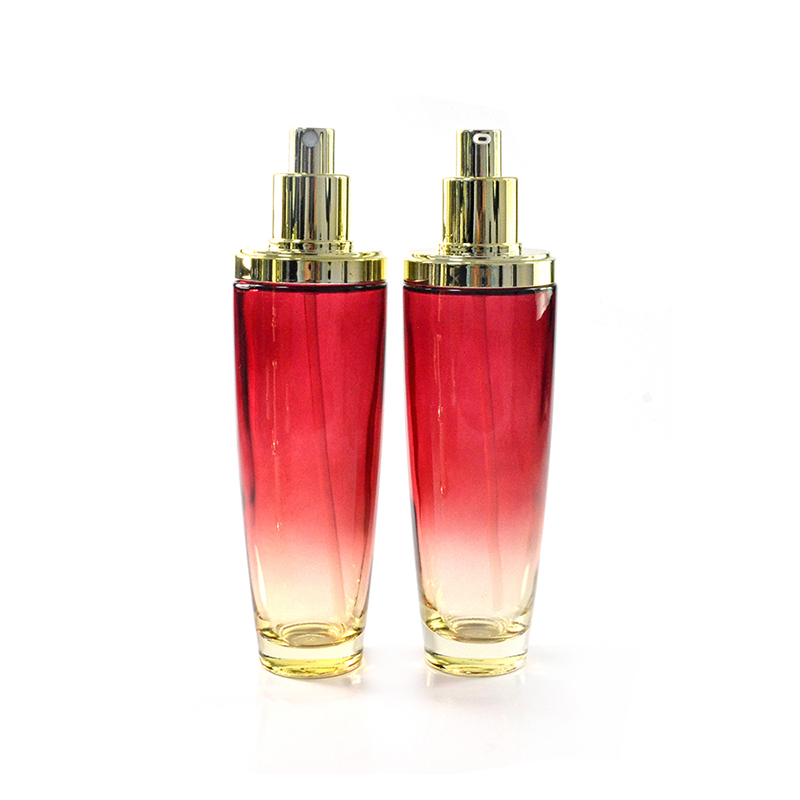 cosmetic packaging 30ml 50ml red glass jars and bottles with gold sliver aluminum screw cap