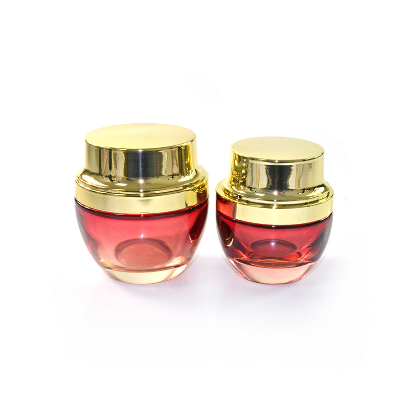 cosmetic packaging 30ml 50ml red glass jars and bottles with gold sliver aluminum screw cap