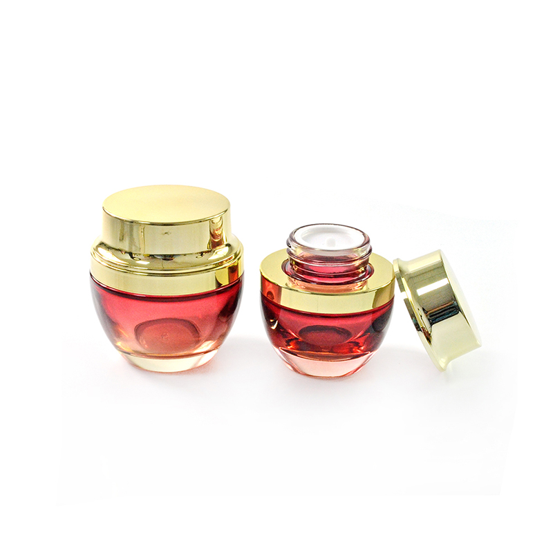 cosmetic packaging 30ml 50ml red glass jars and bottles with gold sliver aluminum screw cap