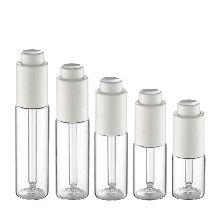 cosmetic packaging 3ml 5ml 6ml 8ml 10ml 12ml 15ml 30ml pump essential oil bottle clear glass serum bottle with white dropper