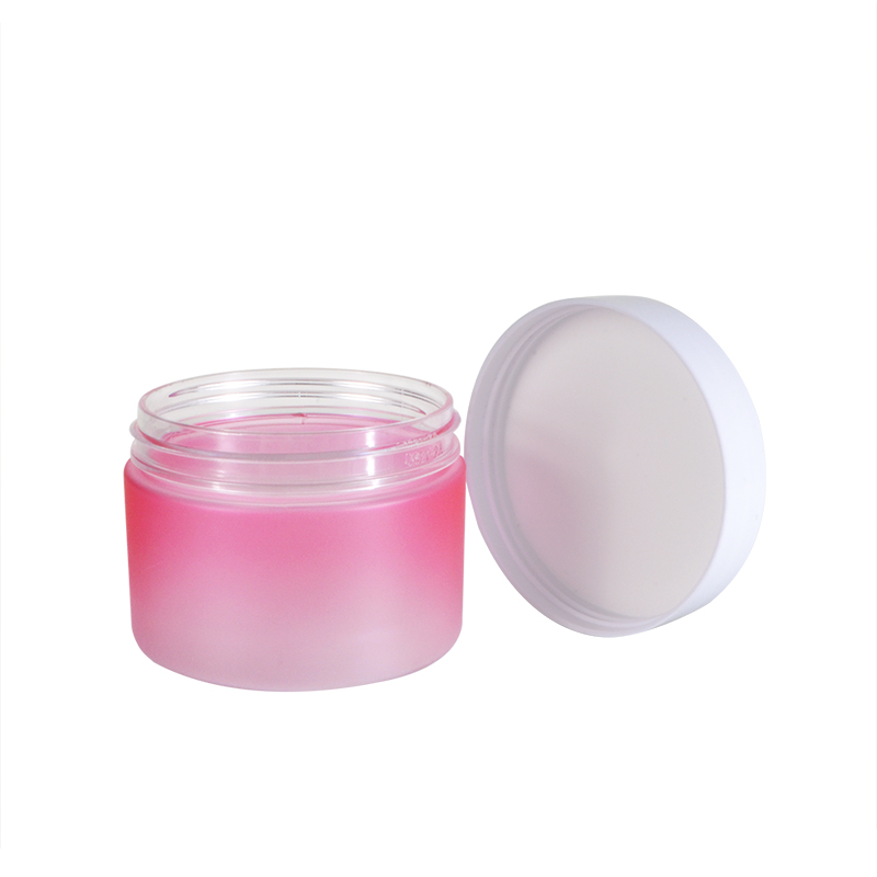 cosmetic packaging 4oz 8oz cream container gradient pink color 30ml 50ml 100ml pet plastic jar with lid
