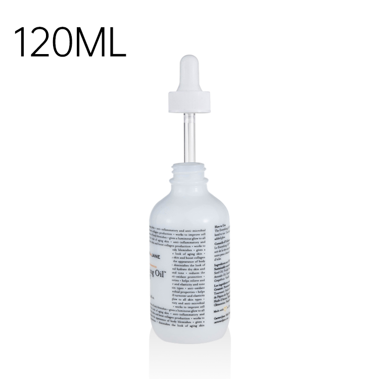 cosmetic packaging 4oz white glass bottle with dropper