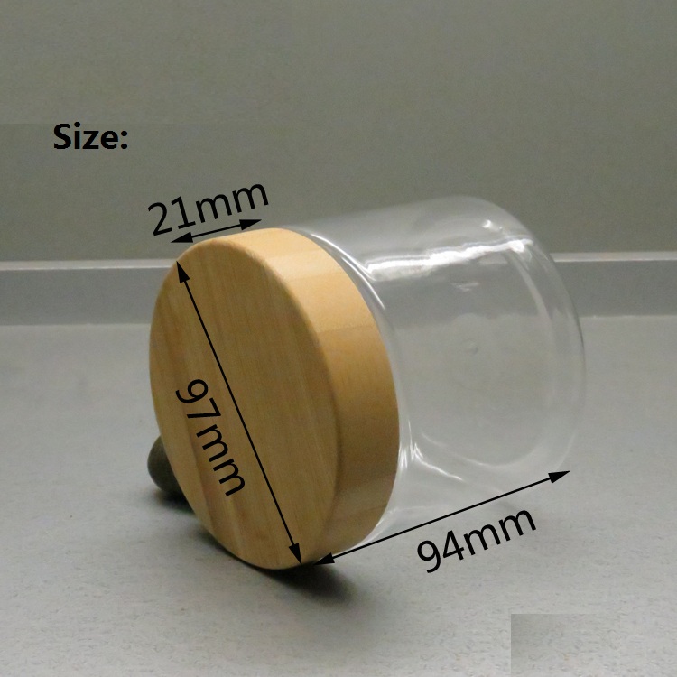 cosmetic packaging 500ml clear pet jar with bamboo lid for cream for food