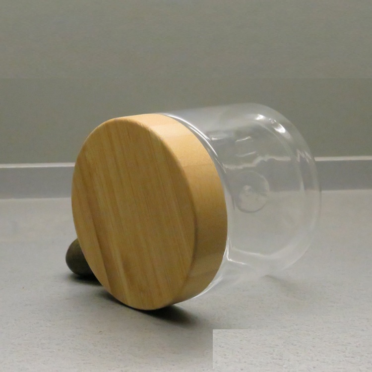 cosmetic packaging 500ml clear pet jar with bamboo lid for cream for food