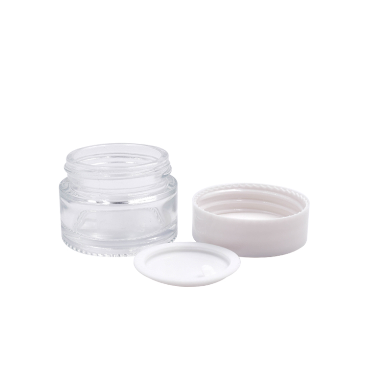 cosmetic packaging 5g 15g 30g 50g 100g empty clear glass cream jar with white lid