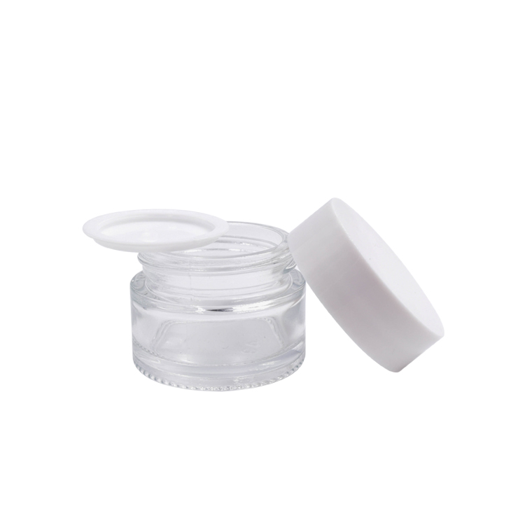 cosmetic packaging 5g 15g 30g 50g 100g empty clear glass cream jar with white lid
