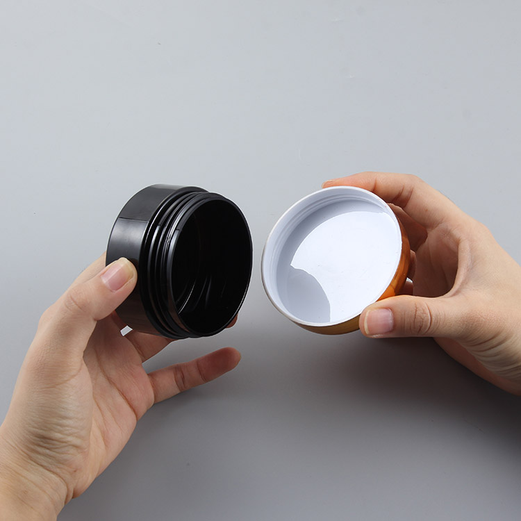 cosmetic packaging 5oz 150ml plastic black jar with golden lid
