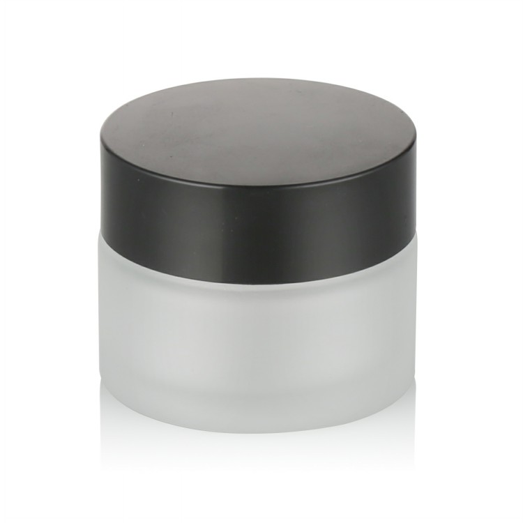 cosmetic packaging CBD wax cream jar 15g 20g 30g 50g frosted glass jar with black lid