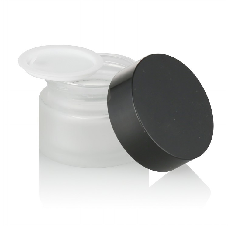 cosmetic packaging CBD wax cream jar 15g 20g 30g 50g frosted glass jar with black lid