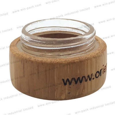 cosmetic packaging bamboo beauty cream outer jars glass inner jar 30g