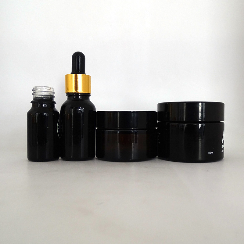 cosmetic packaging black amber glass 5g cream jar for eye cream