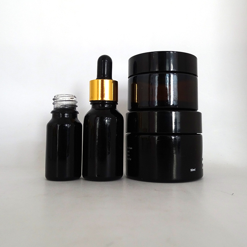 cosmetic packaging black amber glass 5g cream jar for eye cream