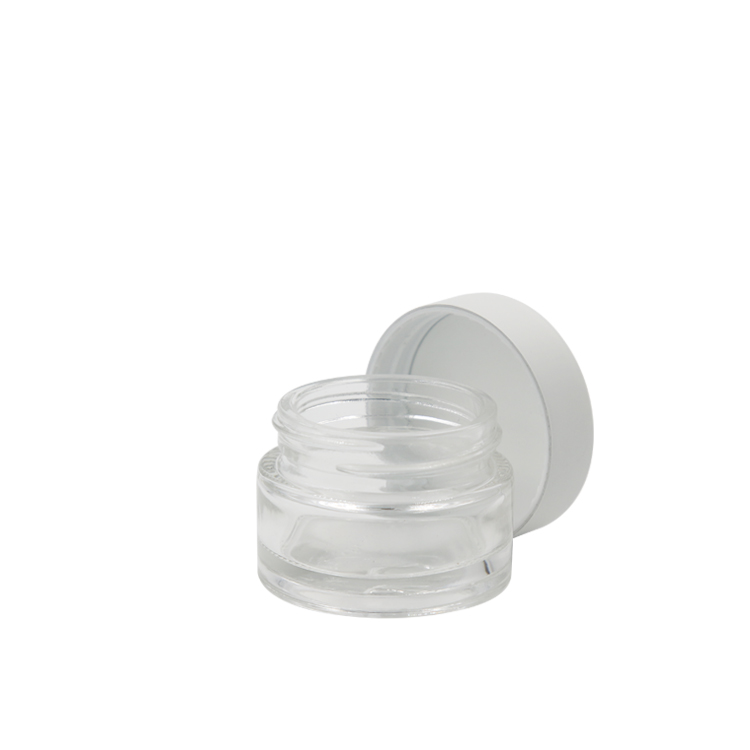 cosmetic packaging clear glass container white cap skincare eye cream lotion glass jar