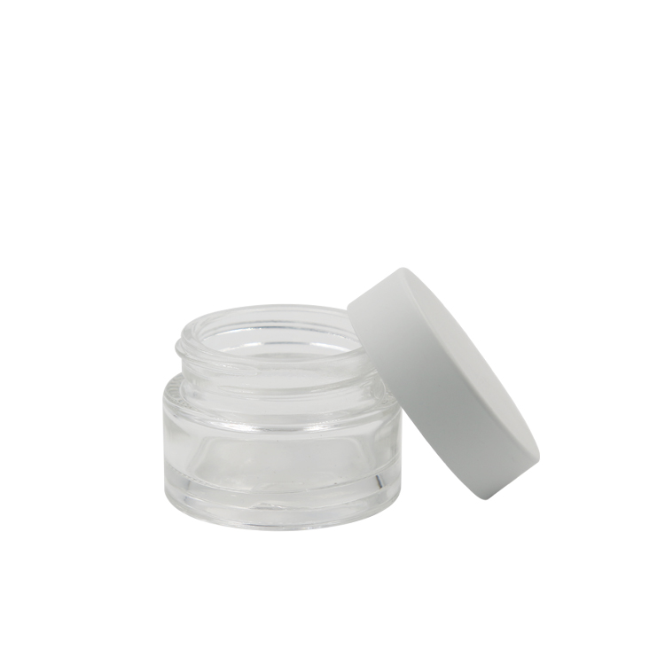 cosmetic packaging clear glass container white cap skincare eye cream lotion glass jar