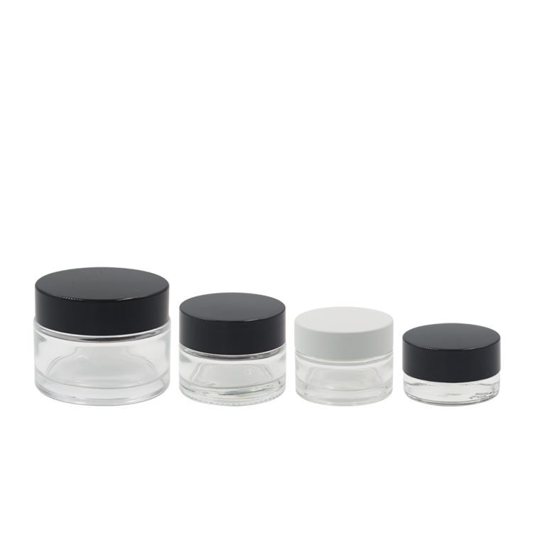 cosmetic packaging clear glass container white cap skincare eye cream lotion glass jar