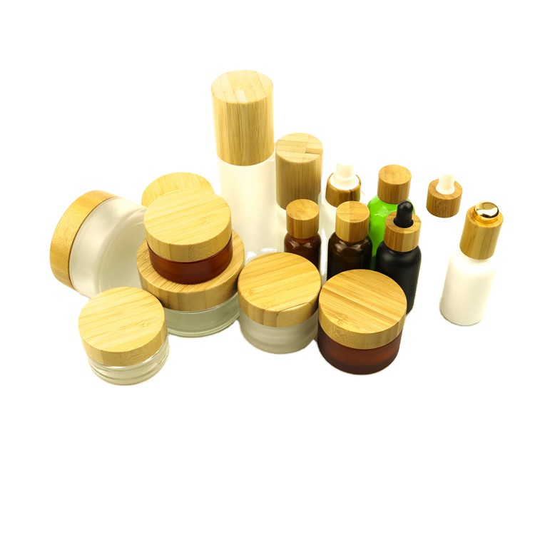 cosmetic packaging cosmetic jar glass 1oz bamboo bottles and jars 120ml 200ml 8 oz glass jar with bamboo lid