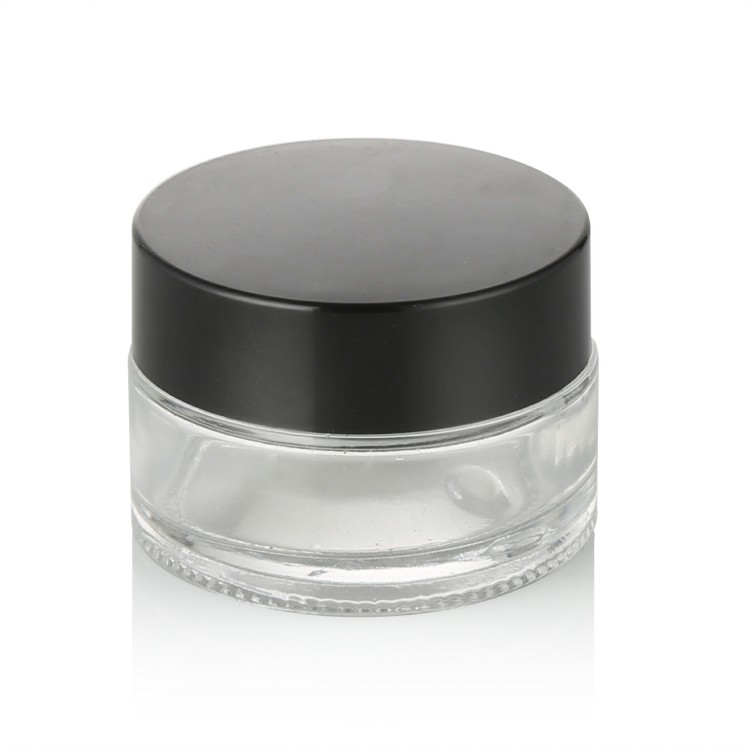 cosmetic packaging cream container 5g 10g 15g 20g 30g 50g 100g high quality round glass jar with shiny black lid