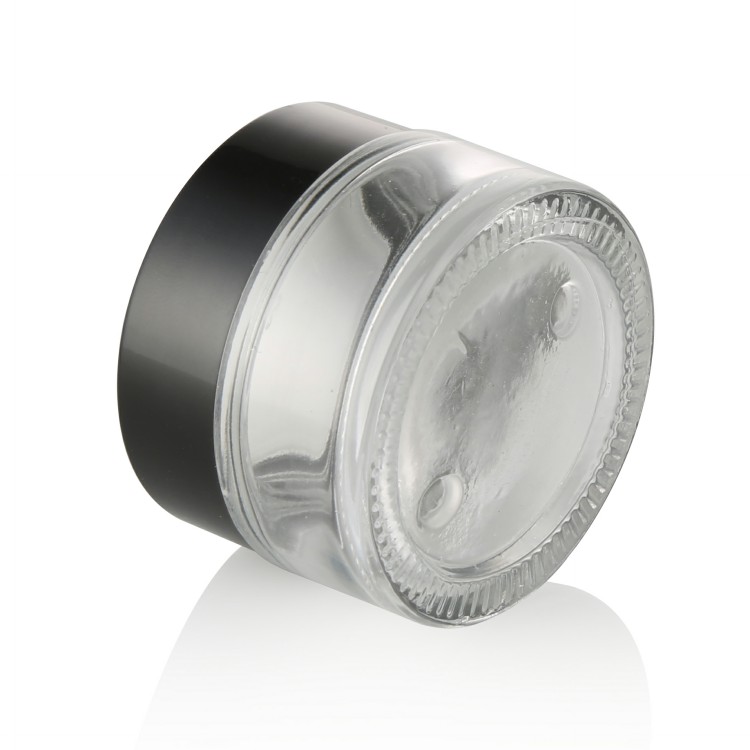 cosmetic packaging cream container 5g 10g 15g 20g 30g 50g 100g high quality round glass jar with shiny black lid