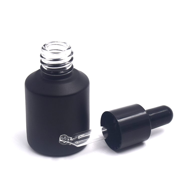 cosmetic packaging custom 15ml 30ml essential oil bottle 60ml matte black slant shoulder glass dropper bottle