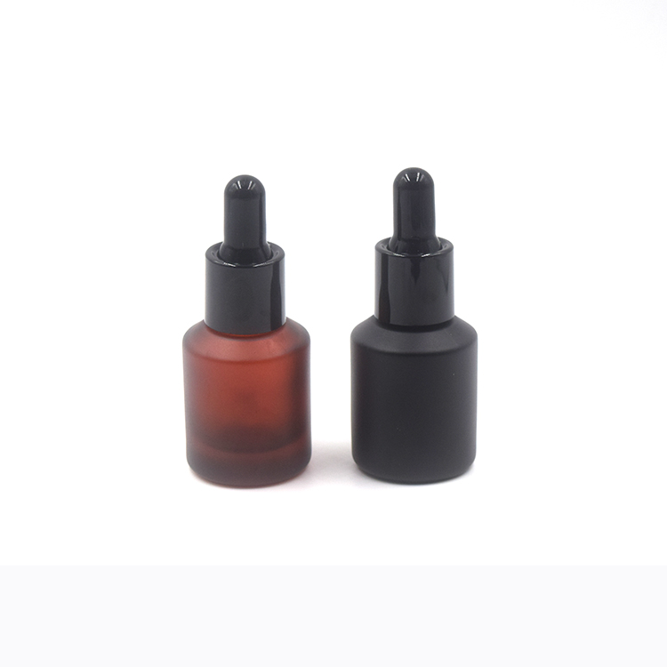 cosmetic packaging custom 15ml 30ml essential oil bottle 60ml matte black slant shoulder glass dropper bottle