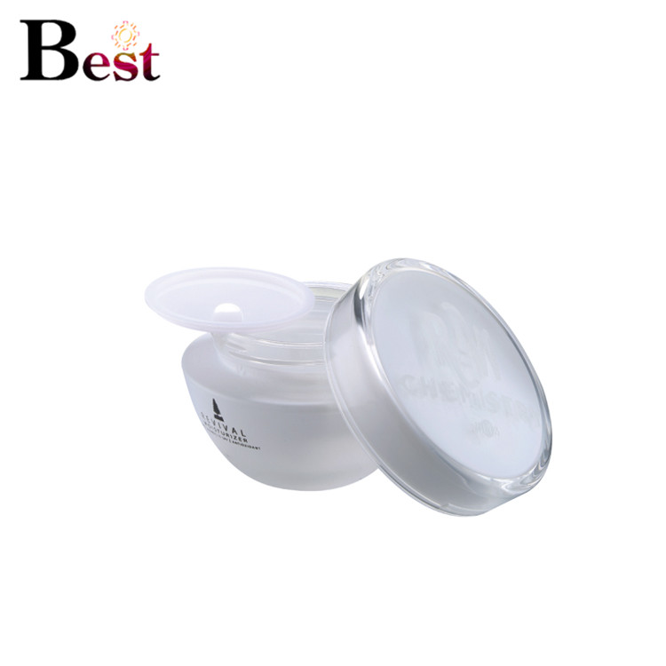 cosmetic packaging custom 50g matte white glass jars glass container with acrylic cap