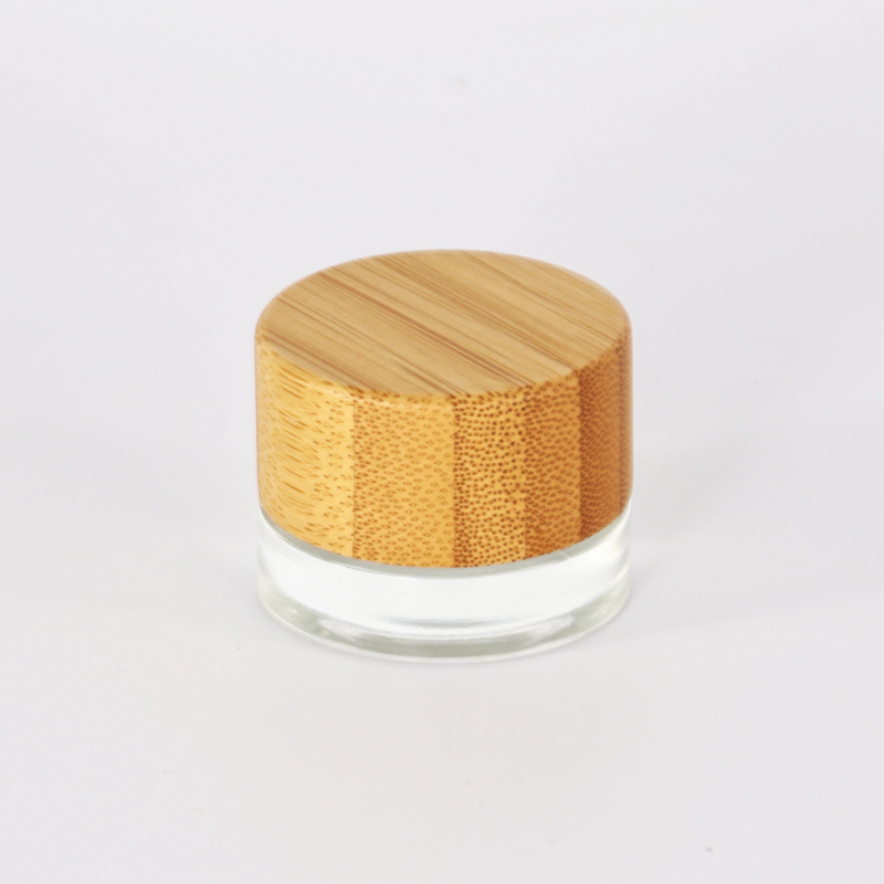 cosmetic packaging eco friendly Hot model 5ml 15ml 30ml 50ml 100ml clear frosted glass jar with bamboo wood lid