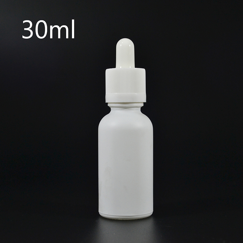 cosmetic packaging essential oil 30ml matte white glass dropper bottle with tamper childproof cap