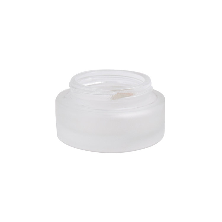 cosmetic packaging frosted glass 50ml jar with dark grey wooden lid for cream, clay, butter, salve, blam