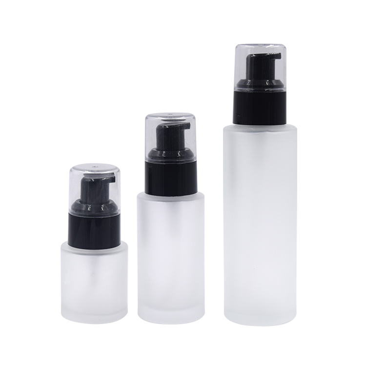 cosmetic packaging frsoted glass spray pump glass bottle round lotion bottle and jar