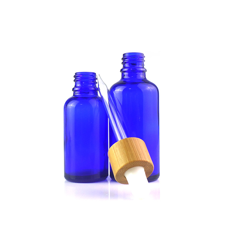 cosmetic packaging glass bottle with bamboo dropper eco friendly 30ml 50ml 100ml bamboo dropper