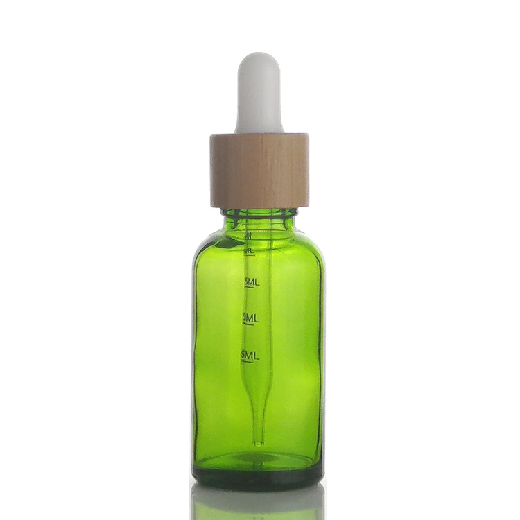 cosmetic packaging glass bottle with bamboo dropper eco friendly 30ml 50ml 100ml bamboo dropper